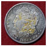 1904 Morgan Silver Dollar - light graffiti