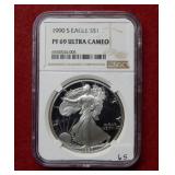 1990 S Silver Eagle 1oz NGC PF69 Ultra Cameo