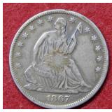 1867 S Seated Liberty Half Dollar Coin