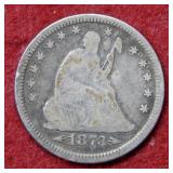 1873 Seated Liberty Silver Quarter with Arrows