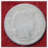 1913 S Barber Silver Dime