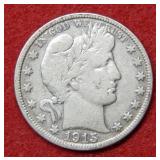 1915 S Barber Silver Half