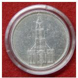 1935 German 5 Mark Silver Coin with Swastika