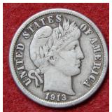 1913 Barber Silver Dime