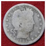 1895 S Barber Silver Quarter