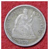 1872 Seated Liberty Silver Half Dime