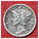 1919 S Mercury Silver Dime
