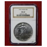 1991 Silver Eagle 1oz NGC MS69