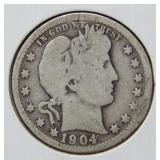 1904 O Barber Silver Quarter