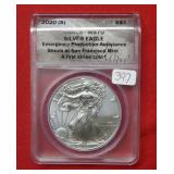 2020(S) Silver Eagle 1oz ANACS MS70