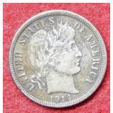 1914 D Barber Silver Dime
