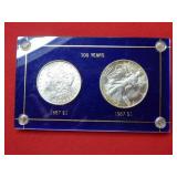 1887 & 1987 Morgan and Silver Eagle