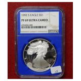 1992 S Silver Eagle 1oz NGC PF69 Ultra Cameo