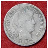 1904 S Barber Silver Dime