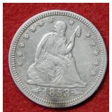 1853 Seated Liberty Silver Quarter