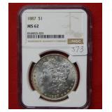 1887 Morgan Silver Dollar NGC MS62