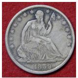 1859 O Seated Liberty Half Dollar - No Motto