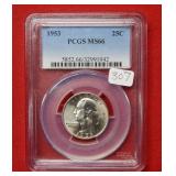 1953 Washington Silver Quarter PCGS MS66