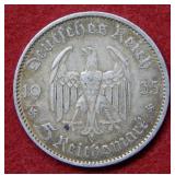 1935 German 2 Mark Coin with Swastika