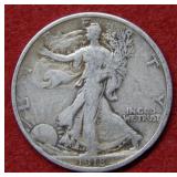 1918 Walking Liberty Silver Half Dollar
