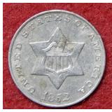 1852 Three Cent Silver Coin