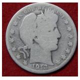 1913 Barber Silver Half Dollar