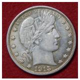 1915 S Barber Silver Half Dollar