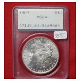 1883 Morgan Silver Dollar PCGS MS64