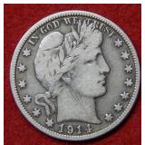 1914 S Barber Silver Half Dollar Coin