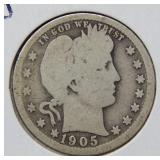 1905 Barber Silver Quarter