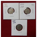 1866-1870-1881 Three Cent Nickels