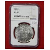 1885 Morgan Silver Dollar NGC MS62