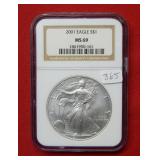 2001 Silver Eagle 1oz NGC MS69