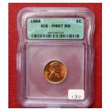 1964 Lincoln Cent ICG MS67 Red