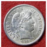 1916 Barber Silver Dime - Last Year