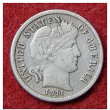1911 Barber Silver Dime