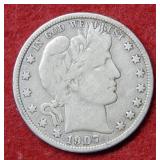 1907 Barber Silver Half Dollar