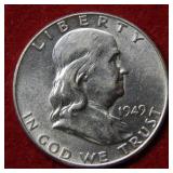 1949 Franklin Silver Half Dollar Coin