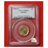 1938 D Buffalo Nickel PCGS MS66