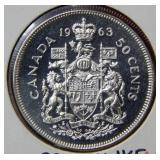1963 Canada Silver Half Dollar Coin