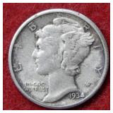 1934 D Mercury Silver Dime
