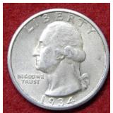 1934 Washington Silver Quarter