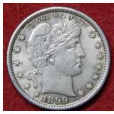 1899 Barber Silver Quarter