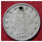 1883 Liberty Head Nickel with Cents - Holed
