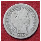 1897 S Barber Silver Dime