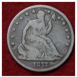 1877 Seated Liberty Silver Half Dollar