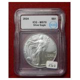 2024 Silver Eagle 1oz ICG MS70