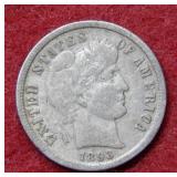 1893 S Barber Silver Dime