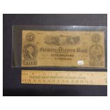 $5 Farmers Drouers Bank of Waynesburg Note