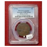 1794 Large Cent PCGS Genuine - Damage P/FR Detail